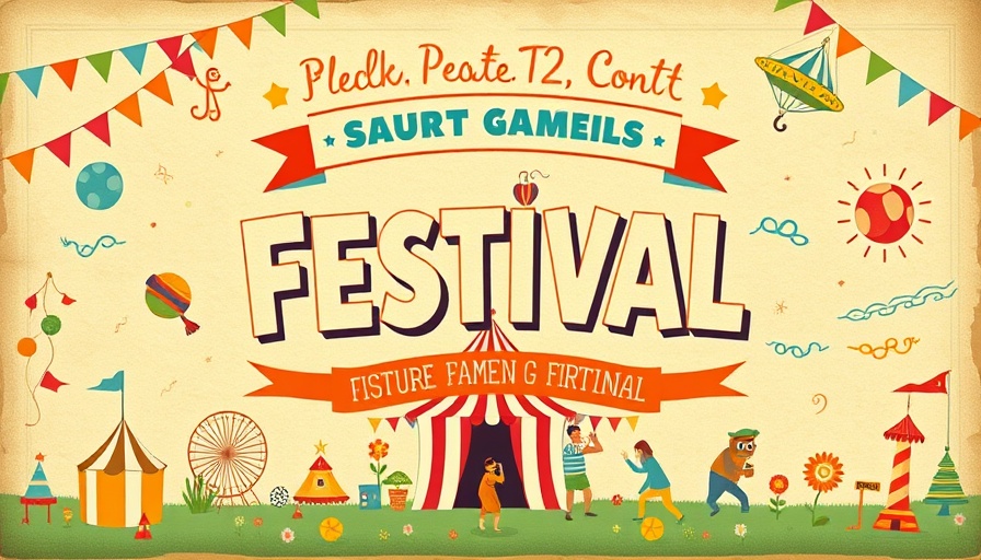 Vibrant festival games poster highlighting cultural events today.