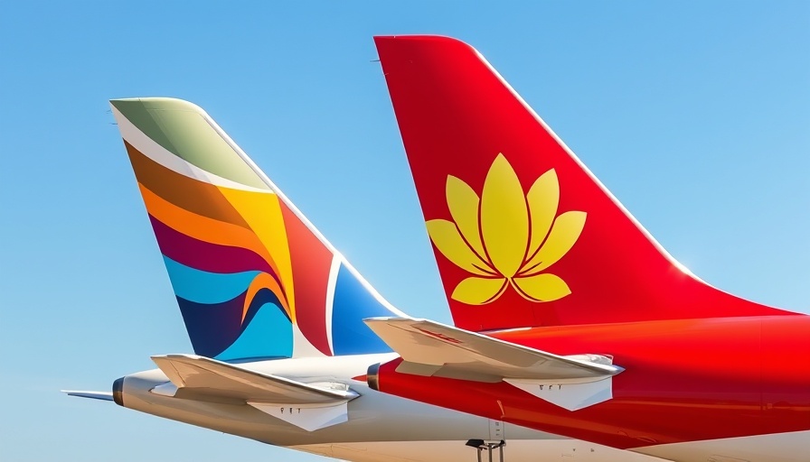 Etihad Airways Vietnam Airlines Partnership image illustrating colorful airplane tails.