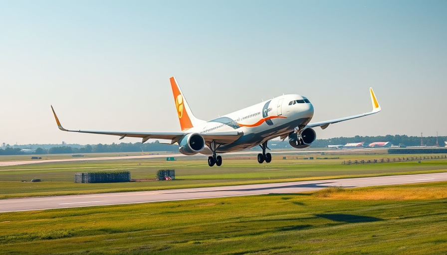 Airplane in flight over runway, travel news update