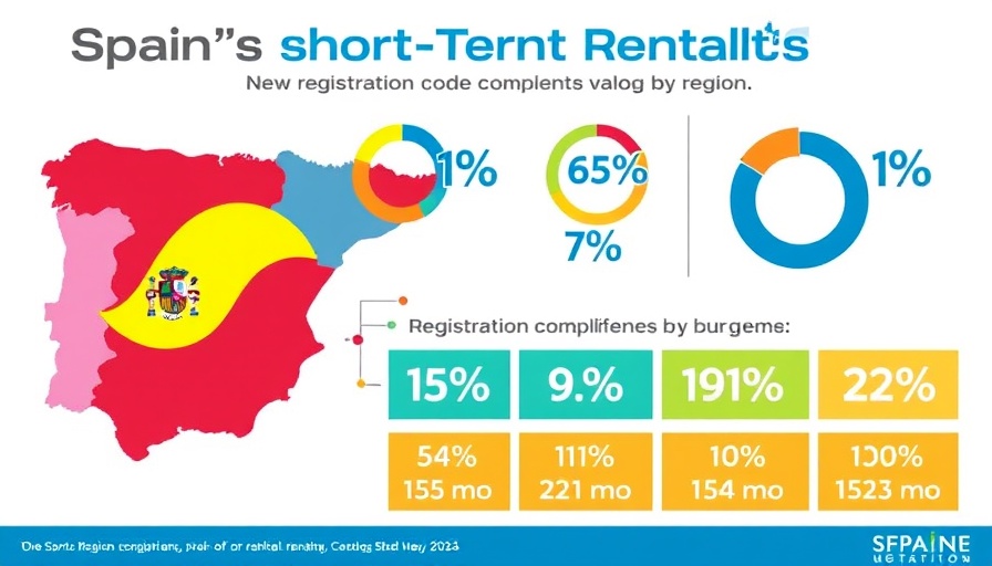 Infographic depicting Spain short-term rental registration statistics, 2025.