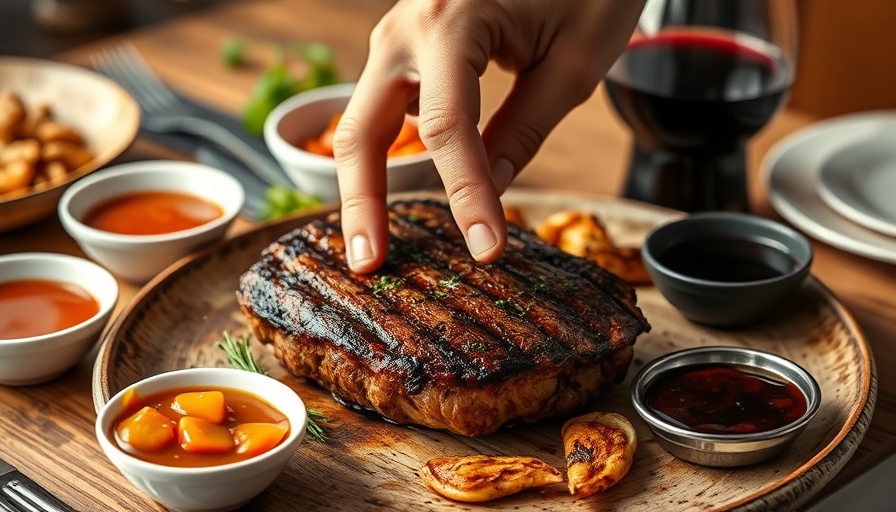 Gourmet dining with steak and wine, part of a destination guide.