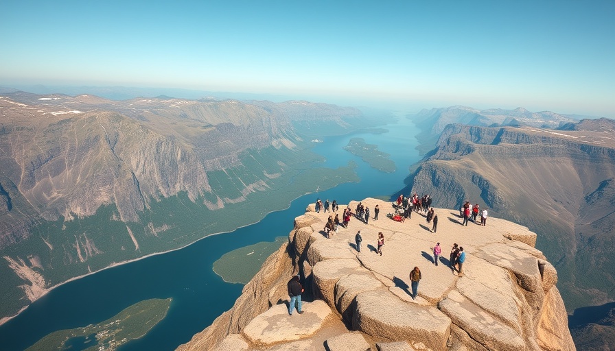 Norway adventure tours hikers exploring Preikestolen.
