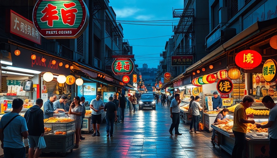 Bustling street market at night, vibrant city scene for how to choose travel destination.
