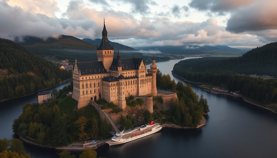 Breathtaking view of a castle by a river cruise, perfect for family travelling on Viking River Cruise.