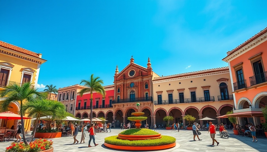 Historic architecture in Loreto, Mexico, vibrant square, adventure travel.