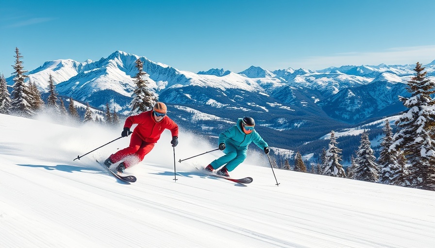 Skiers racing down a snowy mountain with Epic Friend Tickets.