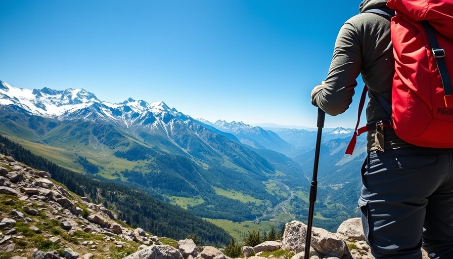 Hiker admiring Mont Blanc scenery, ideal for Tour du Mont Blanc luggage transfer.