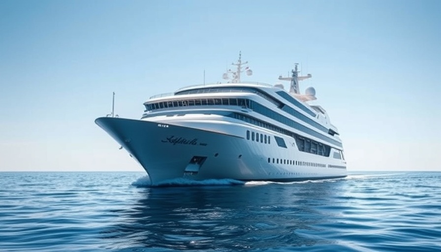 Luxurious cruise ship cruising on a calm ocean under a clear sky.
