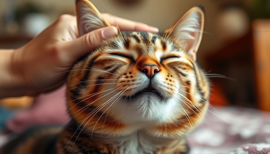 Tabby cat enjoying brushing, conveying love scientifically.