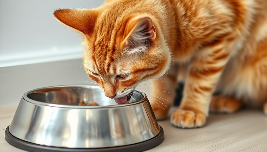 Cat making feeding mistake by licking empty bowl, dry food nearby.