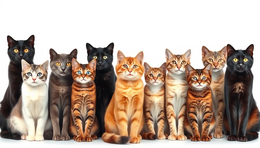 A variety of cats showcasing different coat colors and patterns.