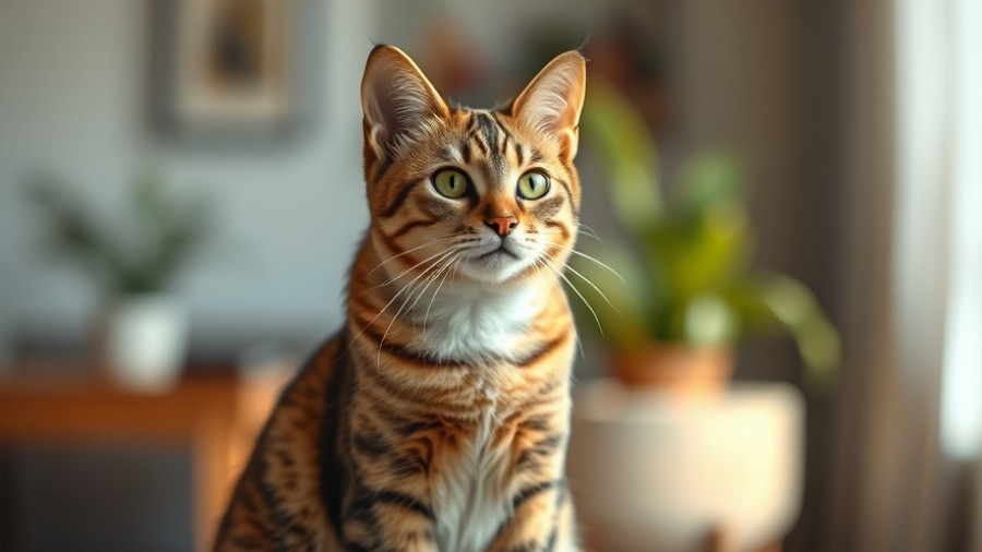 Alert Singapura Cat sitting attentively indoors.