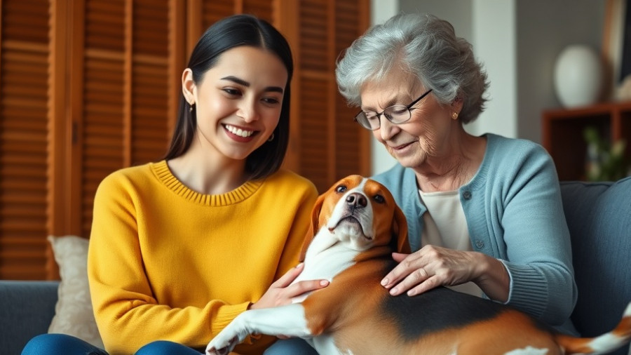 Generational Differences in Pet Care: Young woman and older woman with beagle.