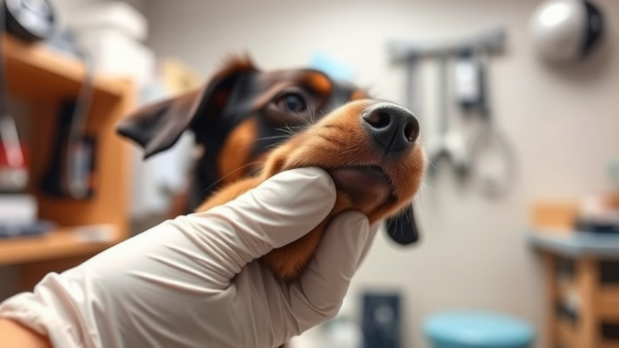A dog's paw in a gloved hand highlighting pet insurance coverage.