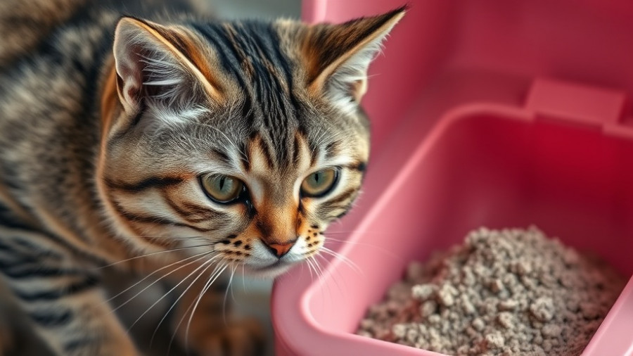 Litter Box Mistakes Cat Owners Make: Sad cat and scoop.