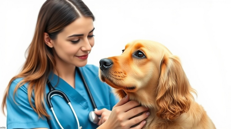 Gentle veterinarian examining a dog; anemia in dogs treatment.
