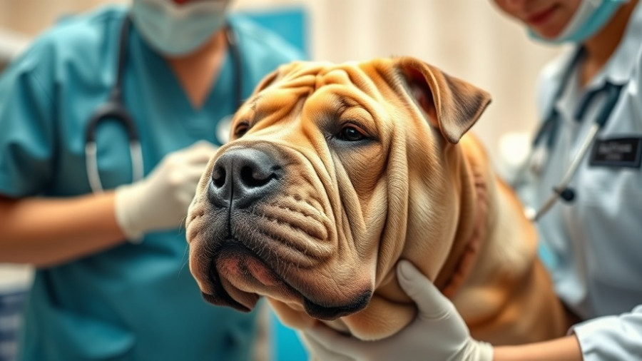 Shar-Pei being examined by veterinarians for health checkup.