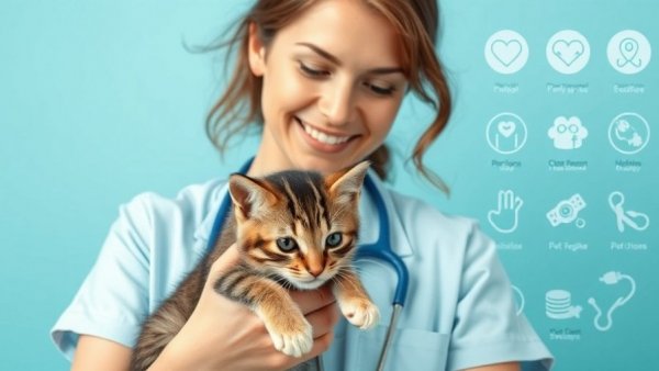 Veterinarian discusses tick prevention for cats with a kitten.