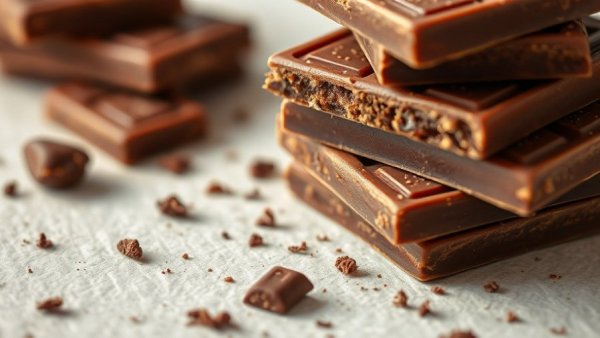 Stacked chocolate pieces illustrating the effects of dogs eating chocolate.