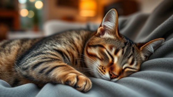 Sleeping with your cat, both peacefully resting indoors.