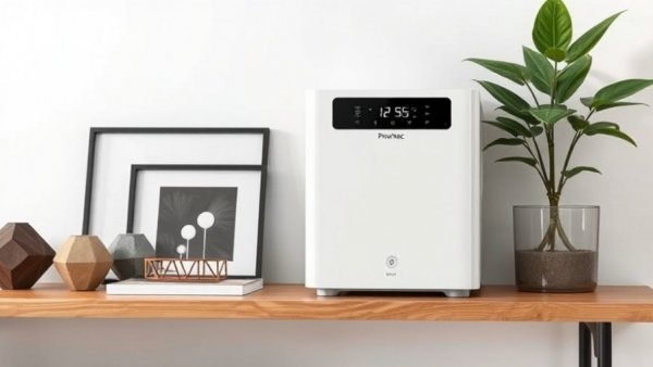 Provirtec HEPA Air Purifier AP-12 on shelf with decor.