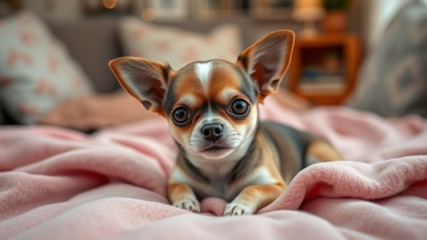 Winning Chihuahua in dog photo contest with 'Dog of the Week' overlay.