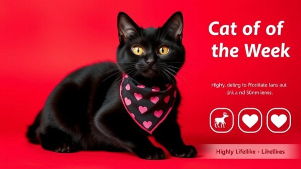 Cat Photo Contest Winners: Black cat in heart bandana, vibrant.