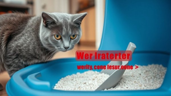 Common cat litter box mistakes with cat observing cleanup.