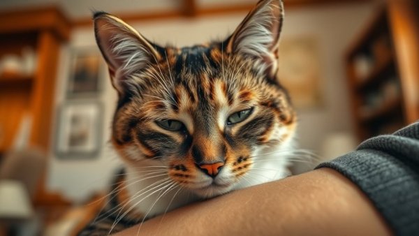 Signs Your Cat Sees You as Their Parent: Calico cat nuzzling arm