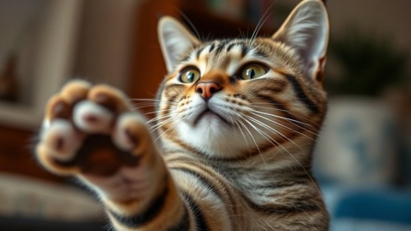 Friendly tabby cat behavior for favorite humans.