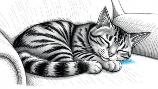 Illustration of a sleeping cat on a chair with text about cat mistakes.