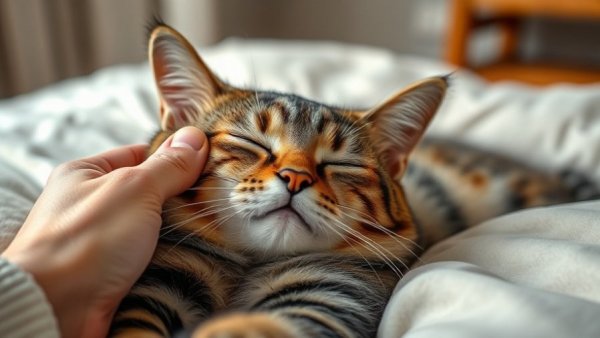 Content cat being petted, exploring if cats know when they're dying.