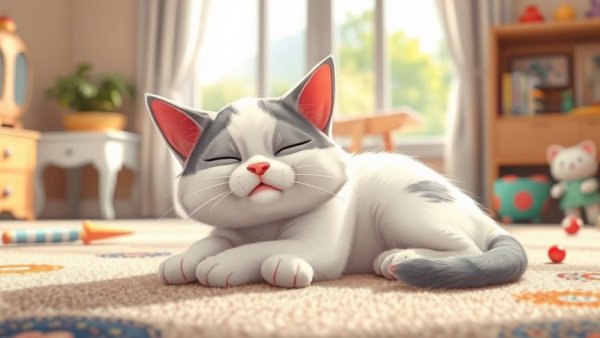 Amusing cat in contest-winning pose napping indoors, Cat Photo Contest Winners.