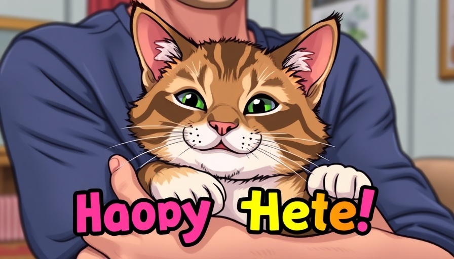 Ways to show cats you love them: affectionate cat in arms cartoon.