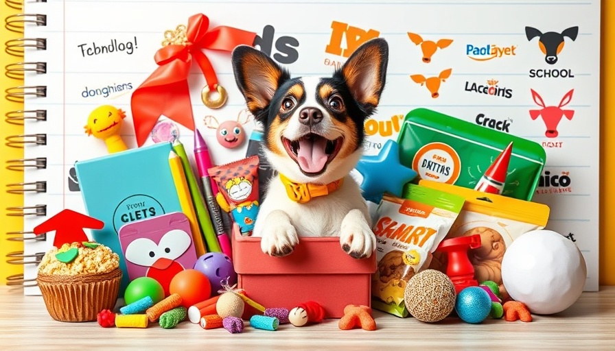Bark-to-School Dog Gift Guide 2025: Assorted colorful dog gifts and treats.