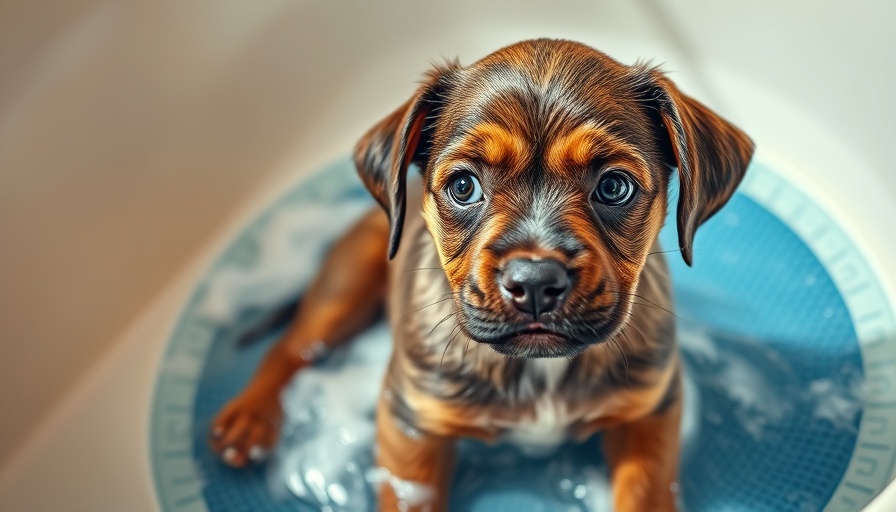 Adorable wet dog in tub, remove skunk smell from dog.