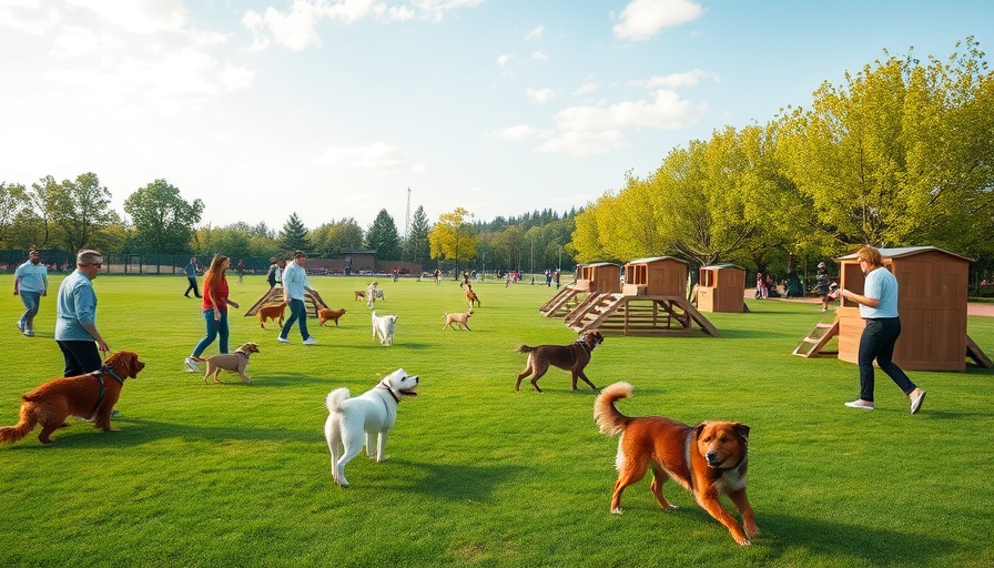 Innovative dog park redesign featuring agility structures and green spaces.