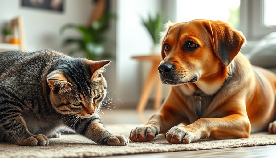 Cat scratching itself next to a dog, illustrating flea and tick prevention in pets.
