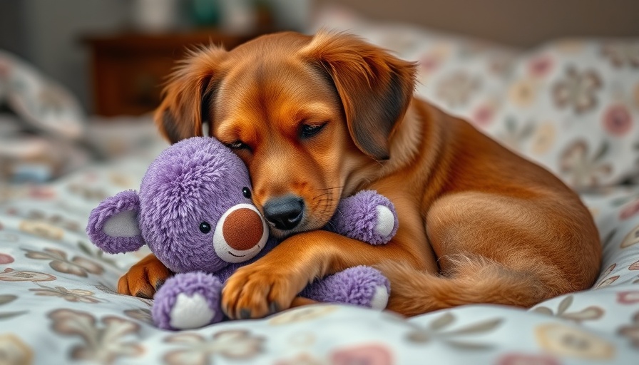 Dogs of the Week Winners: brown dog with purple plush in cozy setting