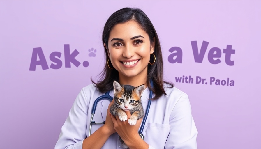Veterinarian holding kitten, 'Ask a Vet with Dr. Paola'.