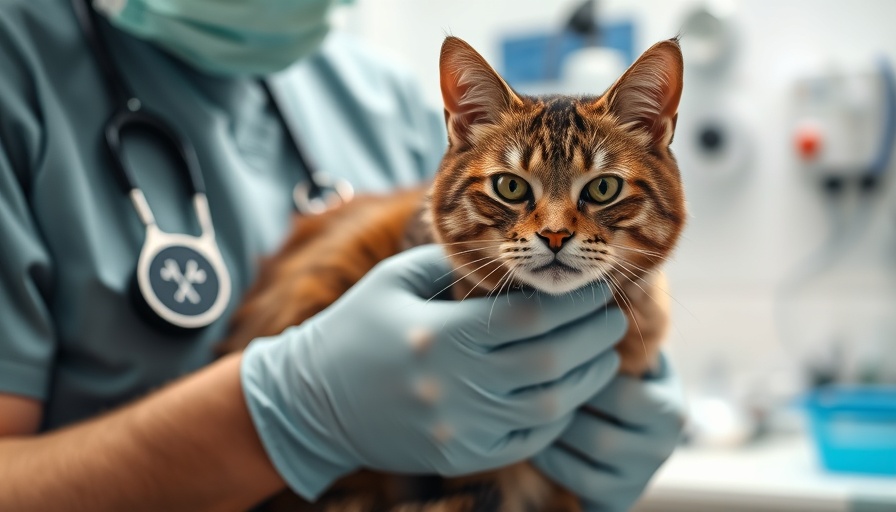 Veterinarian conducting cancer screenings for cats in clinic.