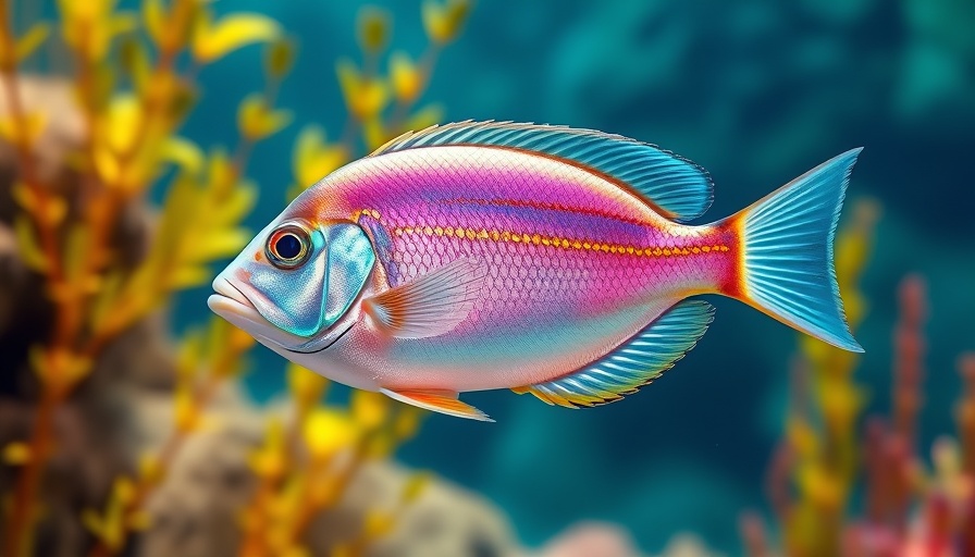 Silver angelfish swimming in vibrant underwater environment.