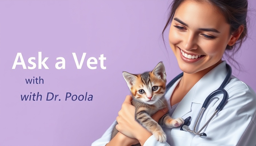 Smiling vet holds kitten with text 'Ask a Vet', addressing cat health concerns.