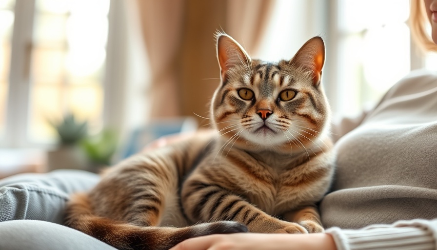 Senior cat adoption scene with a woman gently holding a relaxed cat.