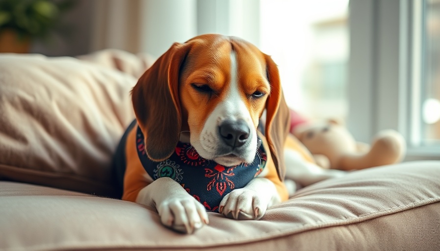 Beagle dog on cushion showcasing healing power of dogs.