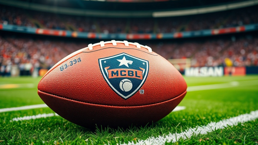 Close-up football with logo on field; Louisville beats No. 2 Miami context.