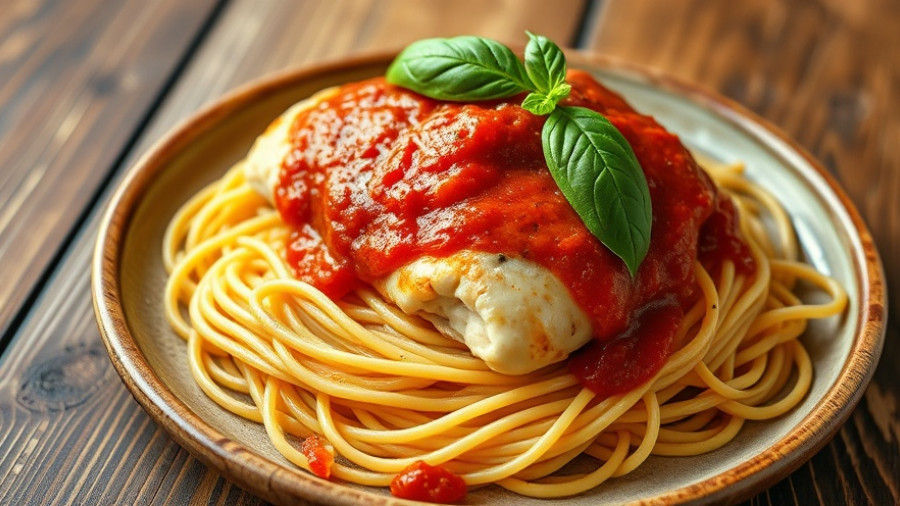 Chicken parmesan and spaghetti takeout for rainy day.