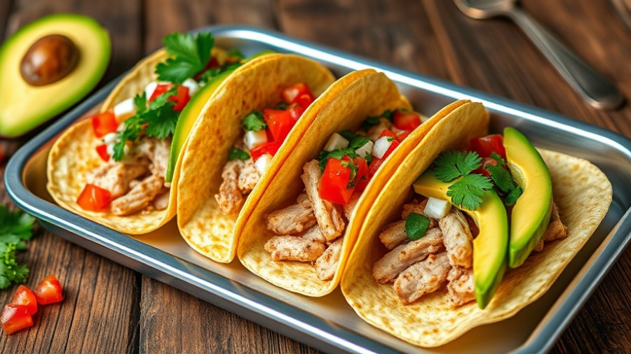 Tuna tacos with avocado and pico de gallo near New World Center.