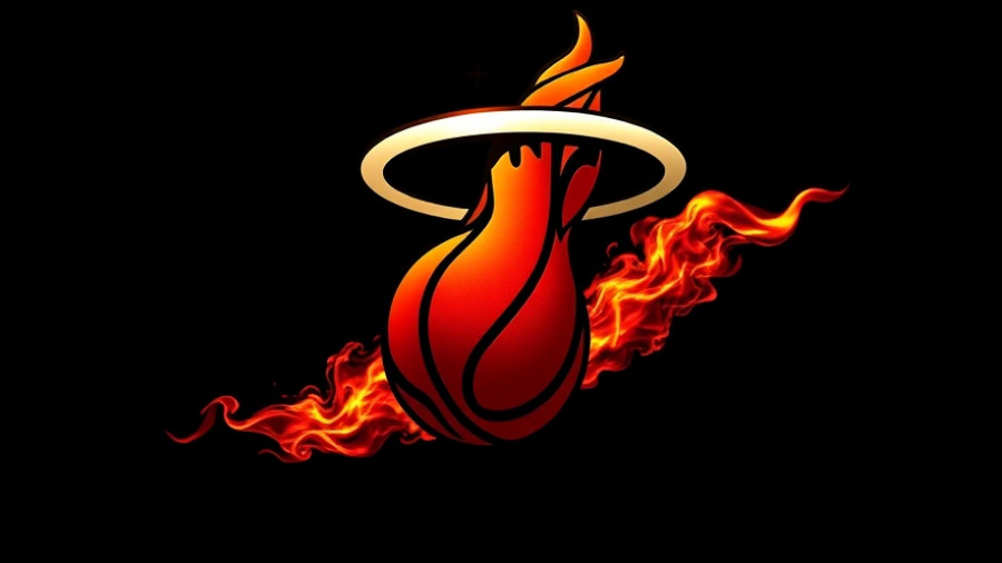 Fiery Miami Heat logo against black, symbolizing victory
