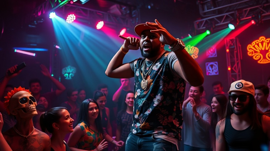 Rapper entertaining crowd at LIV Nightclub performance.